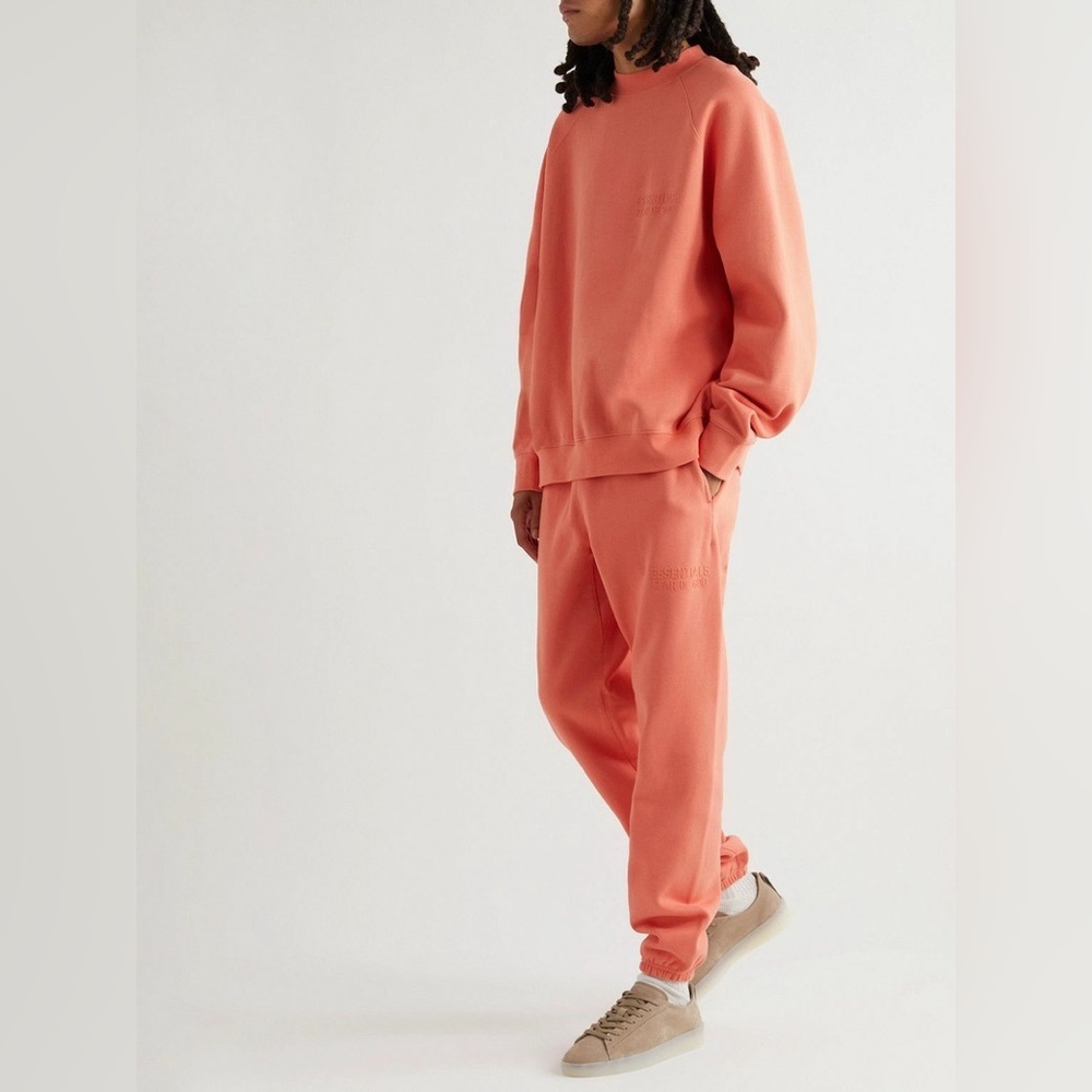 Essentials FEAR OF GOD ESSENTIALS Logo-Appliquéd Jersey Sweatpants | Coral | NEW - Picture 6 of 16